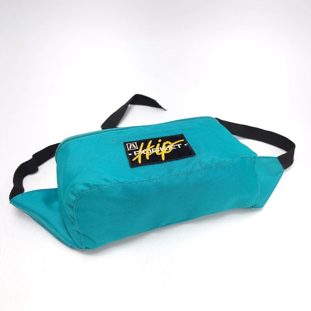 Vintage Academy Broadway Hip Pocket Fanny Pack Teal Green Black Retro 70's Y2K‎